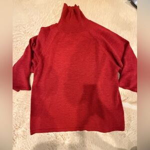 Eileen Fisher Red turtleneck wool Sweater with three-quarter sleeves